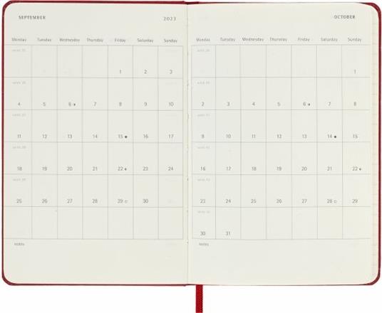 Agenda giornaliera Moleskine 2023, 12 mesi, Pocket, copertina rigida, Rosso scarlatto - 9 x 14 cm - 4