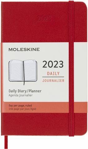 Agenda giornaliera Moleskine 2023, 12 mesi, Pocket, copertina rigida, Rosso scarlatto - 9 x 14 cm - 8