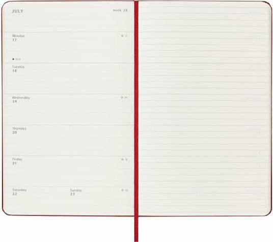 Agenda settimanale Moleskine 2023, 12 mesi con spazio per note, Large, copertina rigida, Rosso scarlatto - 13 x 21 cm - 3