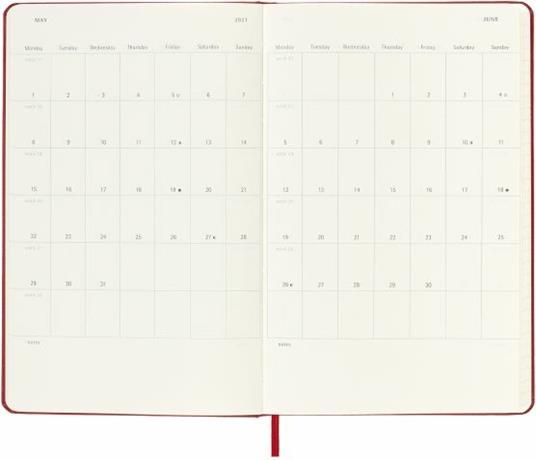 Agenda settimanale Moleskine 2023, 12 mesi con spazio per note, Large, copertina rigida, Rosso scarlatto - 13 x 21 cm - 4