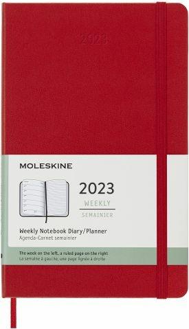 Agenda settimanale Moleskine 2023, 12 mesi con spazio per note, Large, copertina rigida, Rosso scarlatto - 13 x 21 cm - 8
