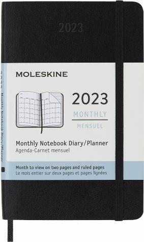Agenda mensile Moleskine 2023, 12 mesi, Pocket, copertina morbida, Nero - 9 x 14 cm - 8