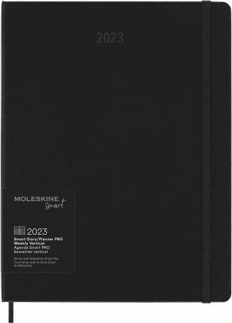 Agenda Moleskine Smart Pro 2023, 12 Mesi, settimanale, verticale, XL, nera - 19 x 25 cm - 8