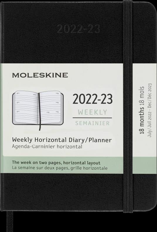 Agenda settimanale Moleskine 2022-2023, 18 mesi, orizzontale, Pocket, copertina rigida - Nero - 8