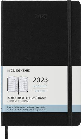 Agenda mensile Moleskine 2023, 12 mesi, Large, copertina rigida - Nero - 13 x 21 cm - 8
