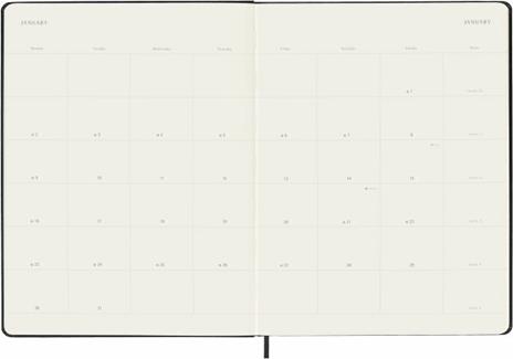 Agenda mensile Moleskine 2023, 12 mesi, XL, copertina rigida - Nero - 19 x 25 cm - 4