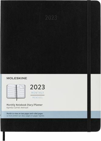 Agenda mensile Moleskine 2023, 12 mesi, XL, copertina rigida - Nero - 19 x 25 cm - 8