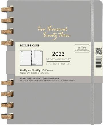 Agenda spiralata Moleskine 2023, 12 mesi, XL, Remake Smoke - 20,4 x 25,2 cm
