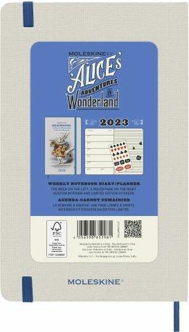 Agenda settimanale Moleskine 2023, 12 mesi, Large, Alice in Wonderland, mandorla, coniglio, con spazio per note - 13 x 21 cm - 8
