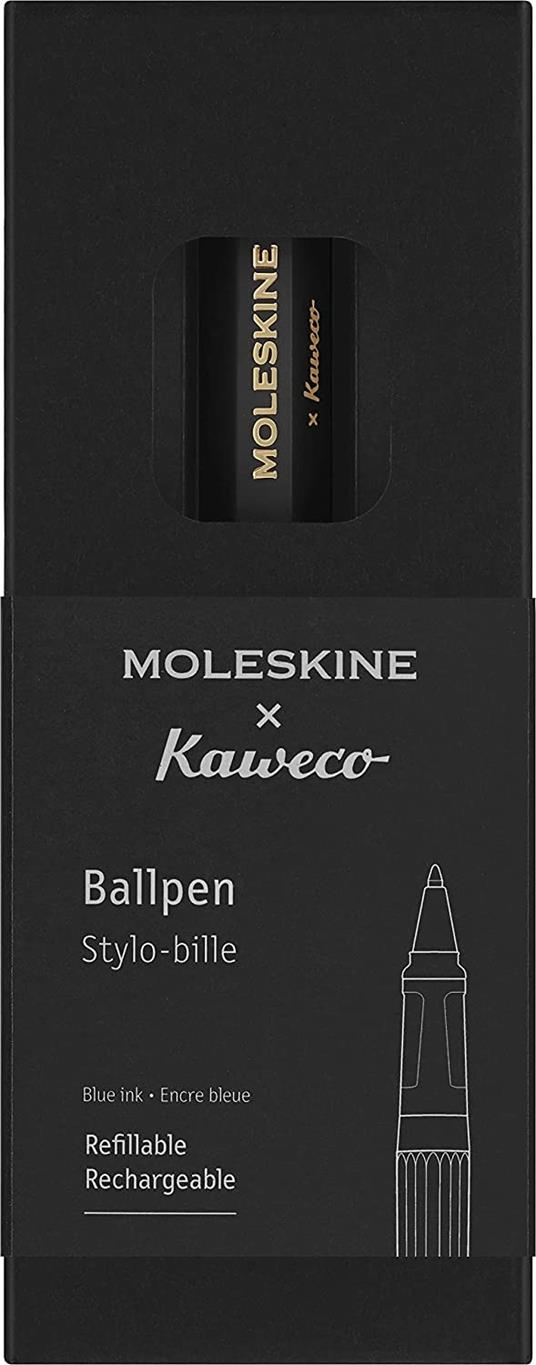 Moleskine x Kaveco, Penna a Sfera Ricaricabile in Plastica ABS Ricaricabile con 1,0 mm di Inchiostro Blu Incluso, Nero - 6