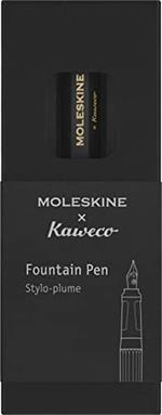 Moleskine x Kaweko, Penna Stilografica in Plastica ABS, M Placcato in Oro Cartuccia d'Inchiostro Blu Inclusa, Nero