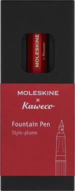 Moleskine x Kaweko, Penna Stilografica in Plastica ABS, M Placcato in Oro Cartuccia d'Inchiostro Blu Inclusa, Colore Rosso