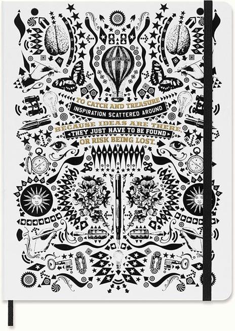 Taccuino a righe Moleskine Lorenzo Petrantoni + adesivi in cofanetto da collezione