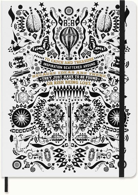 Taccuino a righe Moleskine Lorenzo Petrantoni + adesivi in cofanetto da collezione