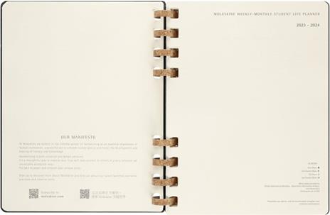 Planner accademico mensile orizzontale Moleskine 2024, 12 mesi, XL, copertina rigida, Nero - 20,4 x 25,2 cm - 3