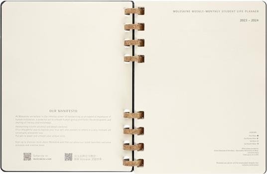 Planner accademico mensile orizzontale Moleskine 2024, 12 mesi, XL, copertina rigida, Nero - 20,4 x 25,2 cm - 3