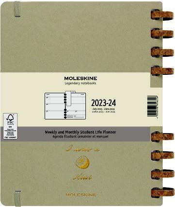 Planner accademico mensile orizzontale Moleskine 2024, 12 mesi, XL, copertina rigida, Kiwi - 20,4 x 25,2 cm - 16