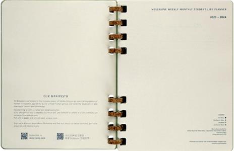 Planner accademico mensile orizzontale Moleskine 2024, 12 mesi, XL, copertina rigida, Kiwi - 20,4 x 25,2 cm - 3