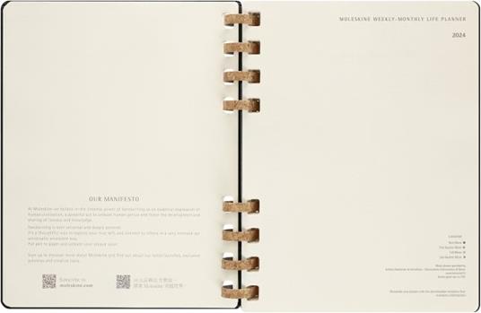 Planner Spiral mensile orizzontale Moleskine 2024, 12 mesi, XL, copertina rigida, Nero - 20, 4 x 25, 2 cm - 3