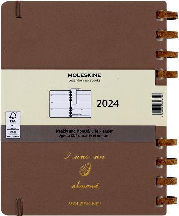 Planner Spiral Moleskine mensile orizzontale 2024, 12 mesi, XL, copertina rigida, Mandorla - 20, 4 x 25, 2 cm - 16