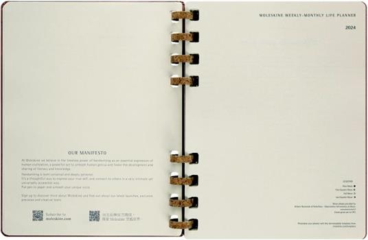Planner Spiral Moleskine mensile orizzontale 2024, 12 mesi, XL, copertina rigida, Mandorla - 20, 4 x 25, 2 cm - 3