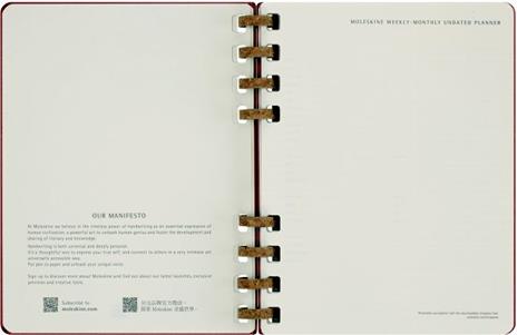 Planner Spiral Moleskine non datata 2024, 12 mesi, XL, copertina rigida, Rosso ciliegia - 20, 4 x 25, 2 cm - 3