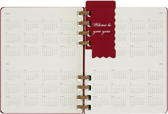 Planner Spiral Moleskine non datata 2024, 12 mesi, XL, copertina rigida, Rosso ciliegia - 20, 4 x 25, 2 cm - 6