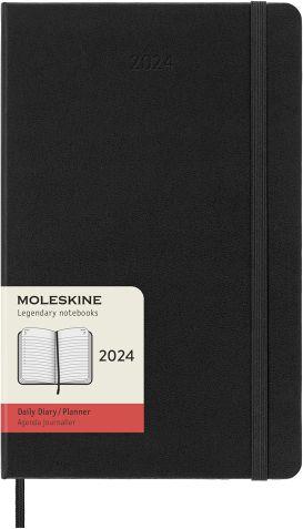 Agenda Moleskine giornaliera 2024, 12 mesi, Large, copertina rigida, Nero - 13 x 21 cm - 7