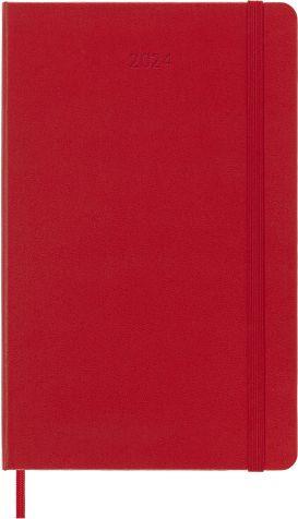 Agenda Moleskine giornaliera 2024, 12 mesi, Large, copertina rigida, Rosso  scarlatto - 13 x 21 cm