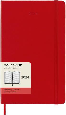 Agenda Moleskine giornaliera 2024, 12 mesi, Large, copertina rigida, Rosso  scarlatto - 13 x 21 cm - Moleskine - Cartoleria e scuola