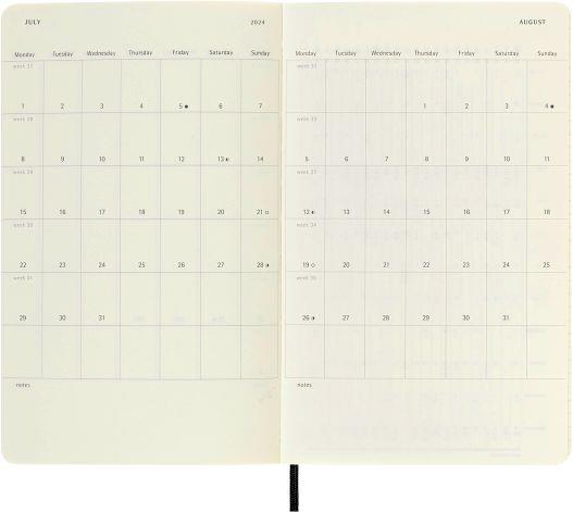 Agenda Moleskine giornaliera 2024, 12 mesi, Large, copertina morbida, Nero - 13 x 21 cm - 4