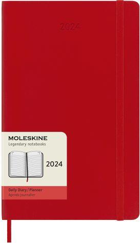 Agenda Moleskine giornaliera 2024, 12 mesi, Large, copertina morbida, Rosso scarlatto - 13 x 21 cm - 7