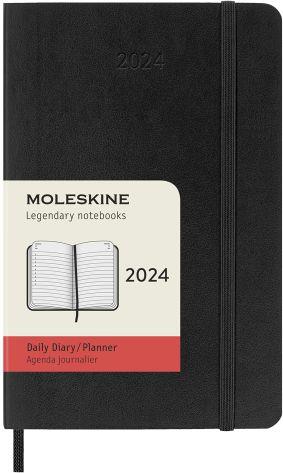 Agenda Moleskine giornaliera 2024, 12 mesi, Pocket, copertina morbida, Nero - 9 x 14 cm - 7