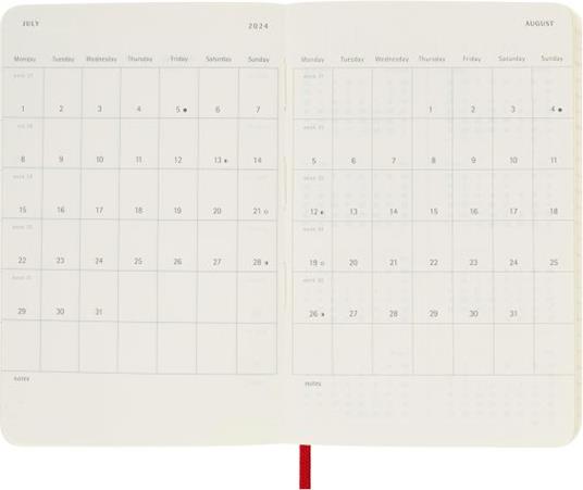 Agenda Moleskine giornaliera 2024, 12 mesi, Pocket, copertina morbida, Rosso scarlatto - 9 x 14 cm - 4