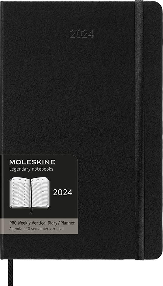 Agenda Moleskine PRO settimanale verticale 2024, 12 mesi, Large, copertina  rigida, Nero - 13 x 21 cm - Moleskine - Cartoleria e scuola