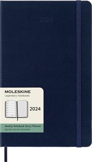 Agenda Moleskine settimanale 2024, 12 mesi, Large, copertina rigida, Blu zaffiro - 13 x 21 cm