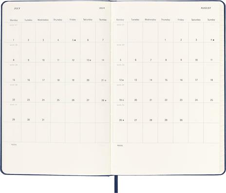 Agenda Moleskine settimanale 2024, 12 mesi, Large, copertina rigida, Blu zaffiro - 13 x 21 cm - 5