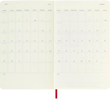 Agenda Moleskine settimanale 2024, 12 mesi, Large, copertina morbida, Rosso scarlatto - 13 x 21 cm - 4