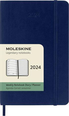 Agenda Moleskine settimanale 2024, 12 mesi, Pocket, copertina morbida, Blu zaffiro - 9 x 14 cm - 7