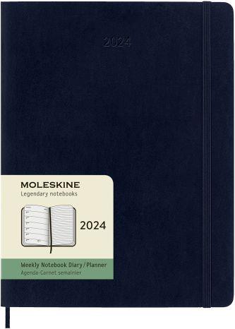 Agenda Moleskine settimanale 2024, 12 mesi, XL, copertina morbida, Blu zaffiro - 19 x 25 cm - 7