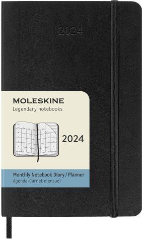 Agenda Moleskine mensile 2024, 12 mesi, Pocket, copertina morbida, Nero - 9 x 14 cm - 7