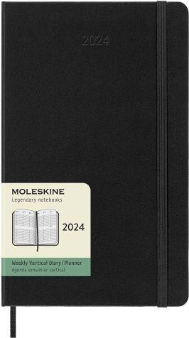 Agenda Moleskine settimanale verticale 2024, 12 mesi, Large, copertina rigida, Nero - 13 x 21 cm - 7