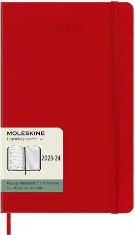 Agenda accademica settimanale Moleskine 2024, 18 mesi, Large, copertina rigida, Rosso scarlatto - 13 x 21 cm - 7