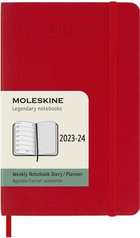 Agenda accademica settimanale Moleskine 2024, 18 mesi, Pocket, copertina morbida, Rosso scarlatto - 9 x 14 cm - 7