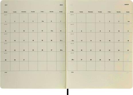 Agenda accademica settimanale Moleskine 2024, 18 mesi, XL, copertina morbida, Nero - 19 x 25 cm - 4