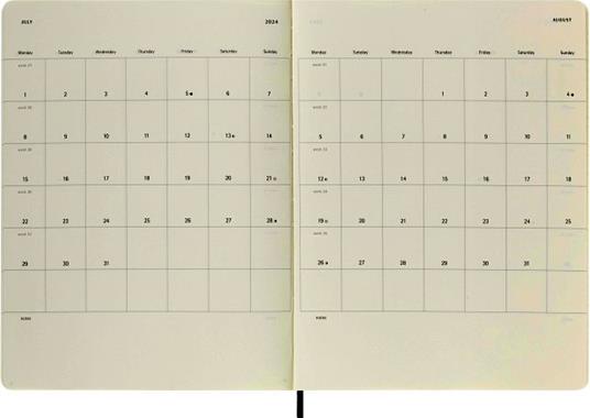 Agenda accademica settimanale Moleskine 2024, 18 mesi, XL, copertina morbida, Nero - 19 x 25 cm - 4