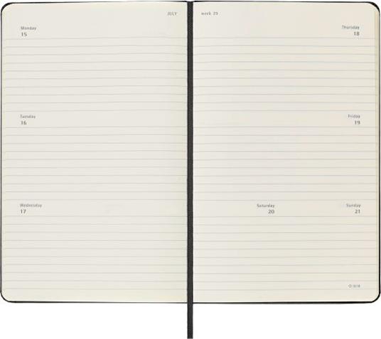 Agenda accademica settimanale orizzontale Moleskine 2024, 18 mesi, Large, copertina rigida, Nero - 13 x 21 cm - 3