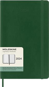 Agenda Moleskine settimanale 2024, 12 mesi, Large, copertina morbida, Verde mirto - 13 x 21 cm