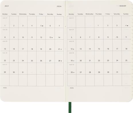 Agenda Moleskine settimanale 2024, 12 mesi, Pocket, copertina morbida, Verde mirto - 9 x 14 cm - 5