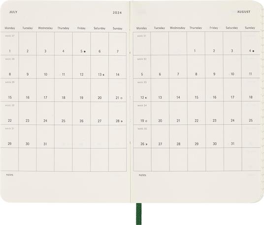 Agenda Moleskine settimanale 2024, 12 mesi, Pocket, copertina morbida,  Verde mirto - 9 x 14 cm - Moleskine - Cartoleria e scuola